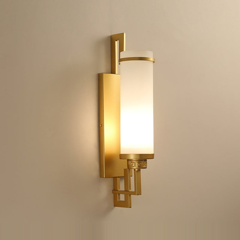 Modern Style Glass Wall Light Cylinder 21.5" High Wall Sconce for Living Room