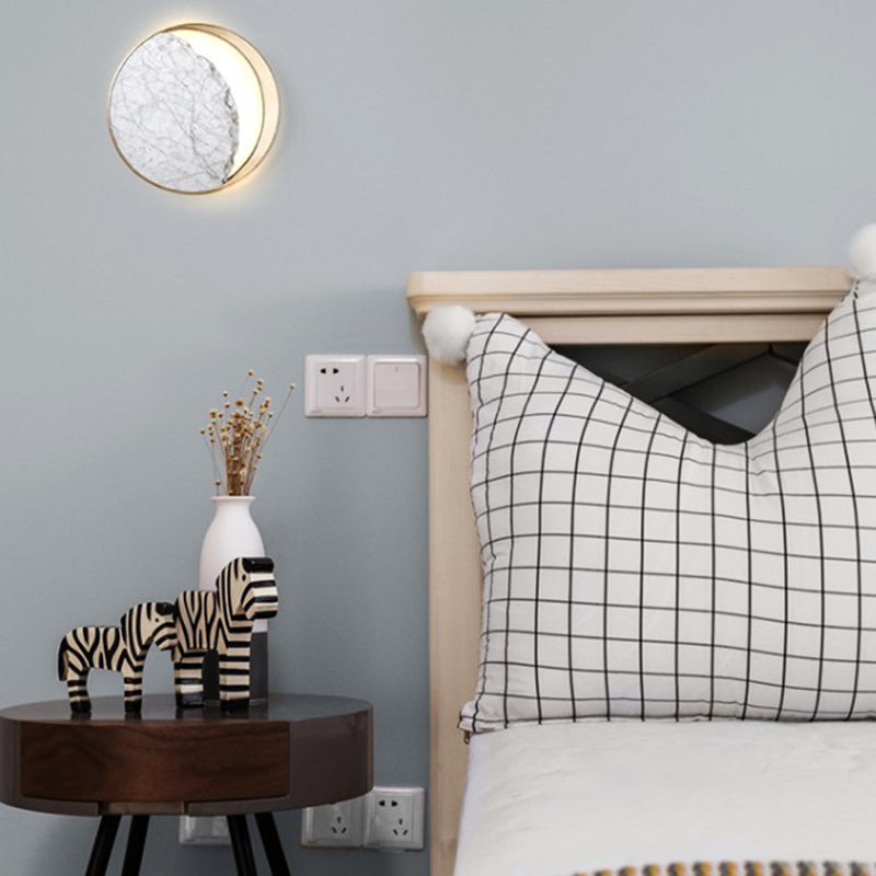 Stone Round Wall Sconce Lighting Modern Style 2 Lights Wall Lamps