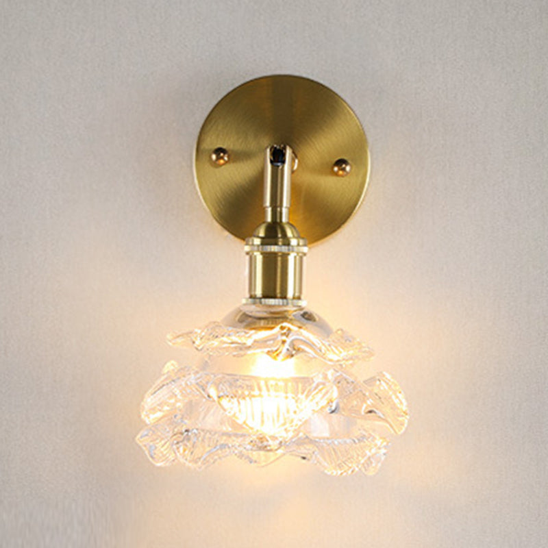 Glass Flower Wall Sconce Lighting Industrial Style 1 Light Wall Lamps