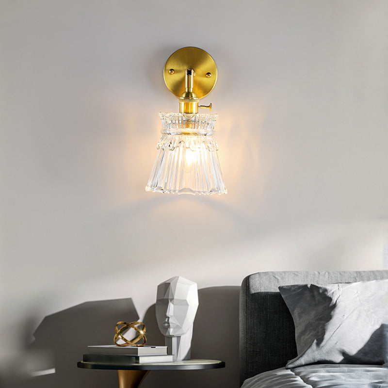 Flared Wall Sconce Lighting Industrial Style Glass 1 Light Wall Mounted Light