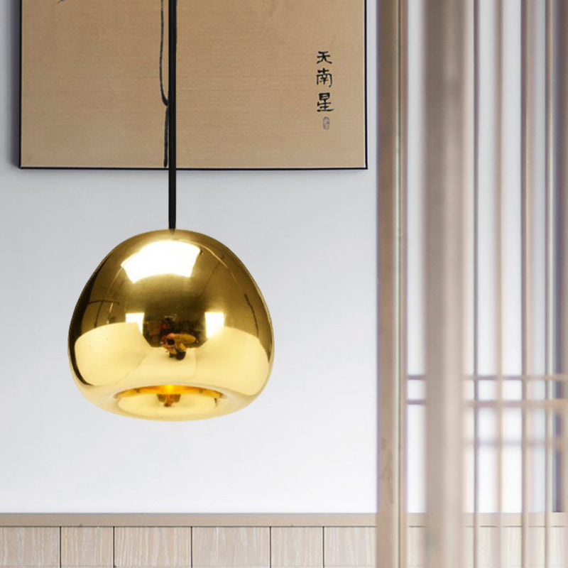 Apple Shaped Pendant Light Nordic Glass 1 Light Sliver/Gold/Rose Gold Hanging Light