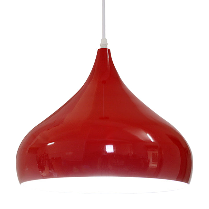 12.5"/16.5" Wide Dome Pendant Lighting Modern Iron 1 Light Black/White/Red Hanging Light