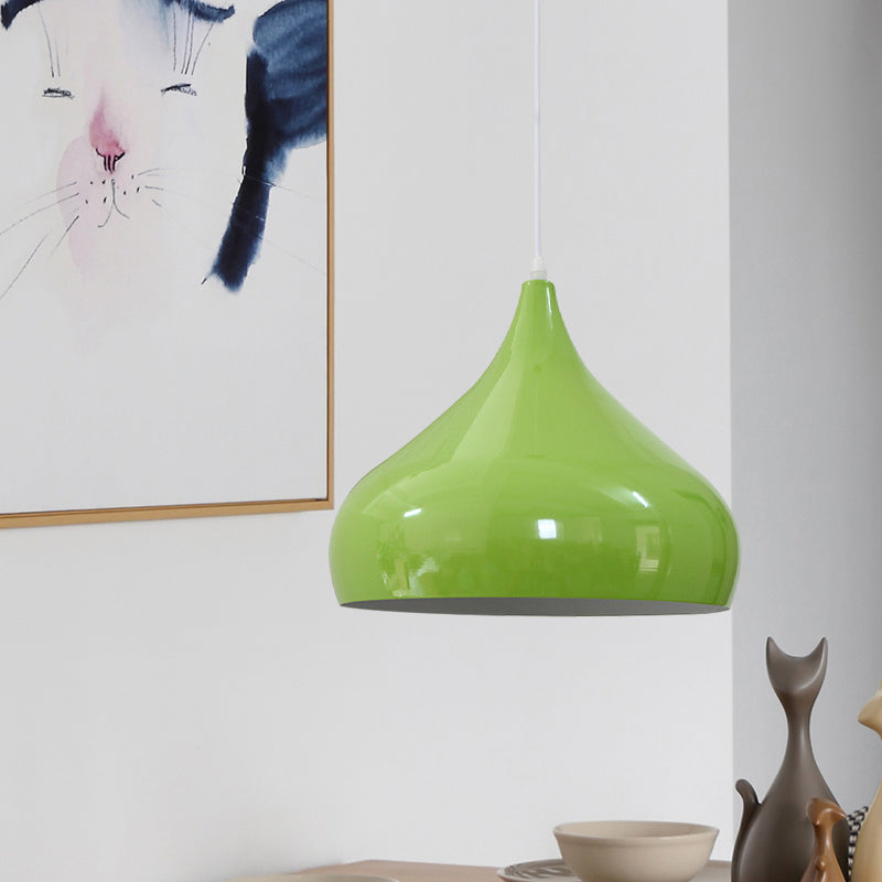 12.5"/16.5" Wide Dome Pendant Lighting Modern Iron 1 Light Black/White/Red Hanging Light