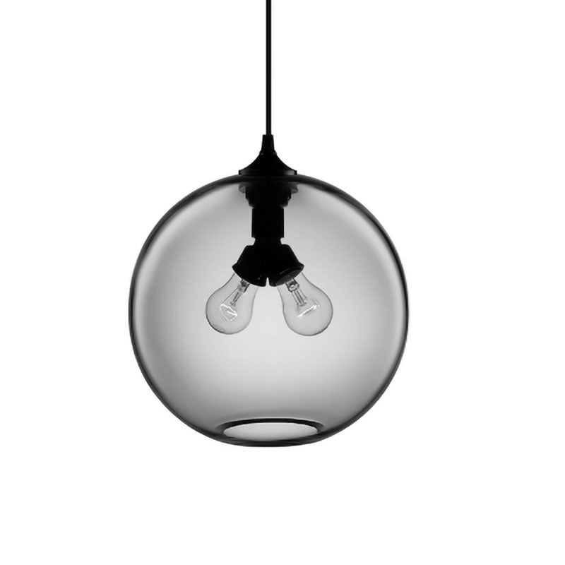 Globe Ceiling Pendant Light Modern Glass 2 Lights Red/Brown/Clear Hanging Ceiling Light