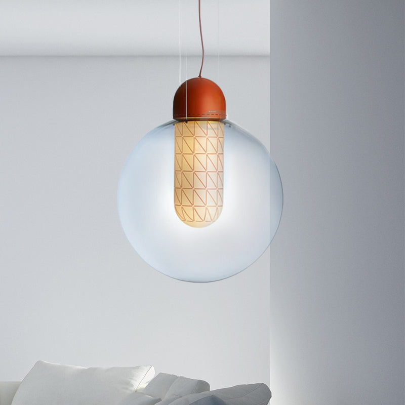 Iluminación colgante de esfera de naranja 1 Lámpara de techo colgante de vidrio de humo de gradiente de luz de luz