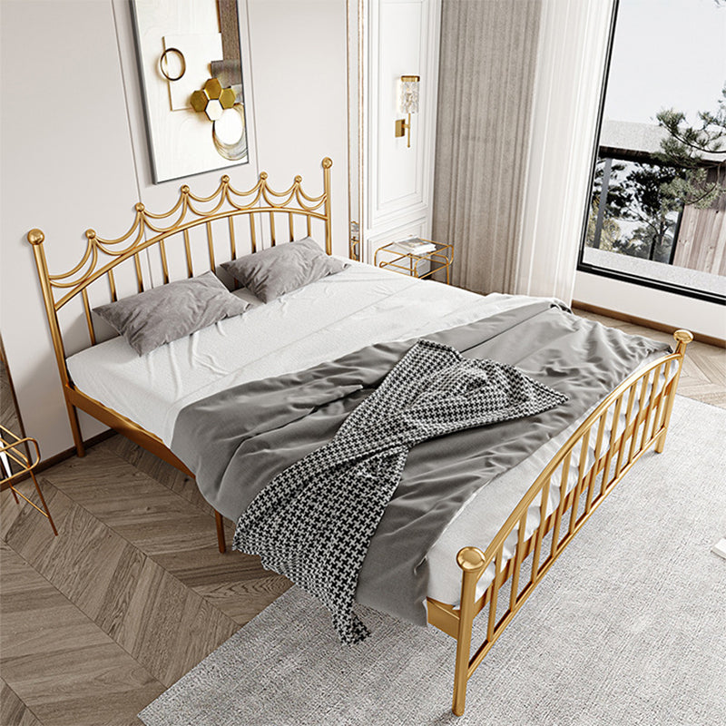 84.65 inch Wide Contemporary Bed Frame Metal Slat Bed with Headboard