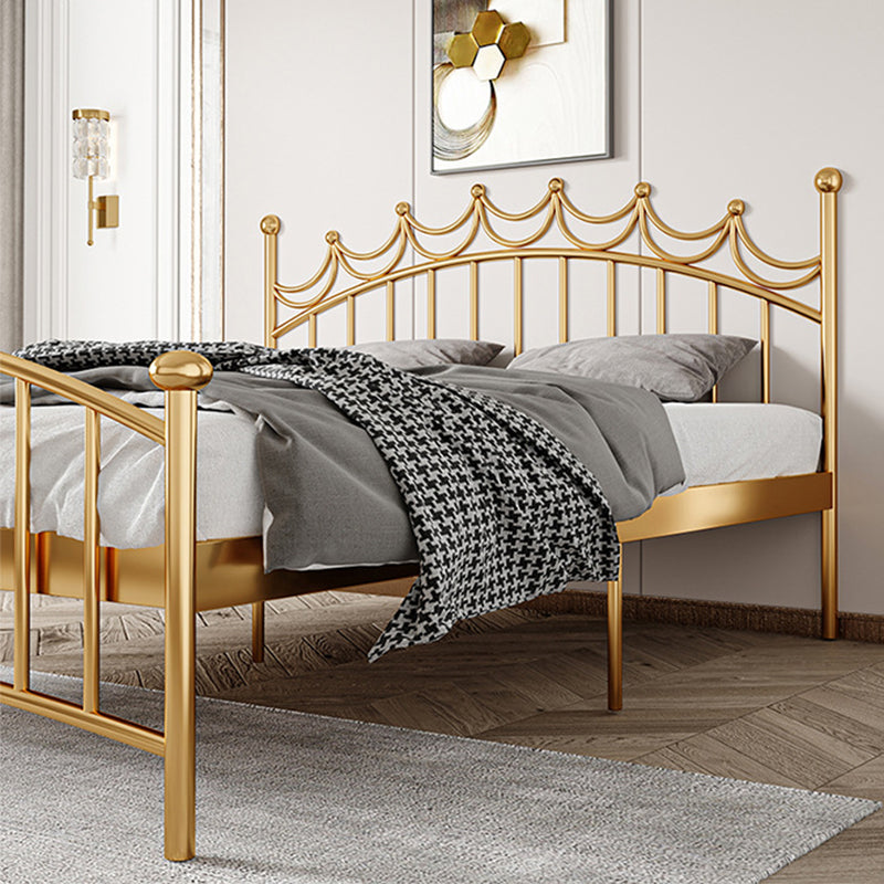84.65 inch Wide Contemporary Bed Frame Metal Slat Bed with Headboard