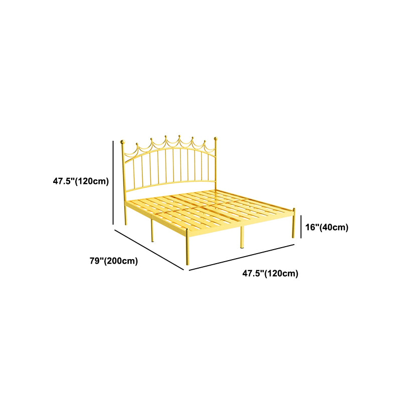 84.65 inch Wide Contemporary Bed Frame Metal Slat Bed with Headboard