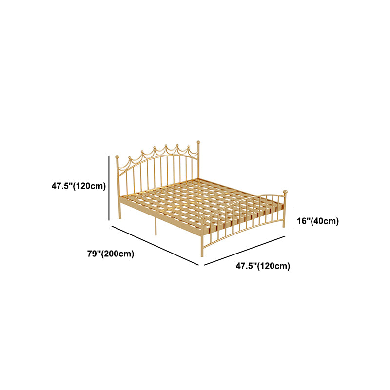 84.65 inch Wide Contemporary Bed Frame Metal Slat Bed with Headboard