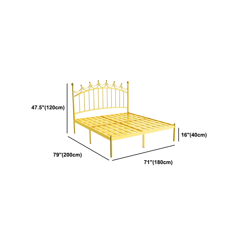 84.65 inch Wide Contemporary Bed Frame Metal Slat Bed with Headboard