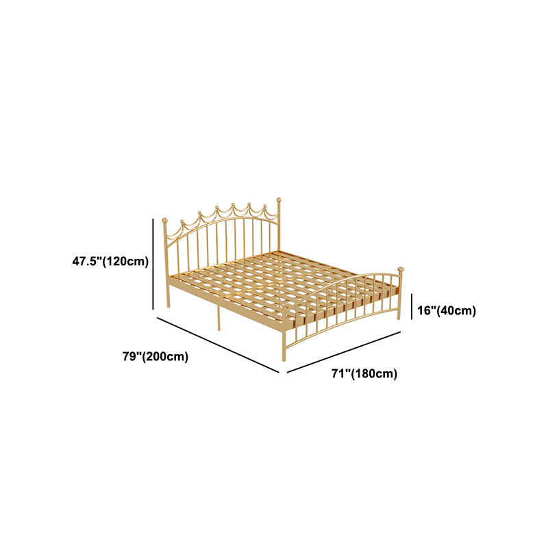 84.65 inch Wide Contemporary Bed Frame Metal Slat Bed with Headboard