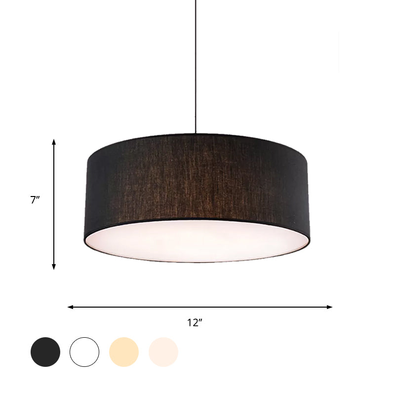 Trommeldecke Anhänger leichter einfacher Stoff 12 "/16"/18 "Dia 1 Hellweiß/Schwarz/beige Hanging Lampe Kit