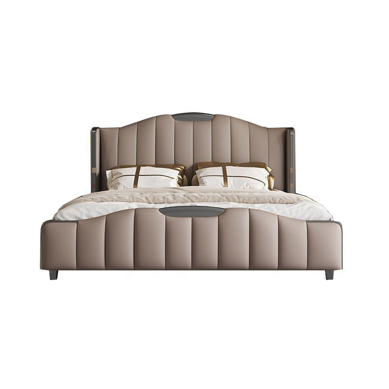 Glam Pine Wood with Headboard Camelback Panel Mattress Included Bed Frame
