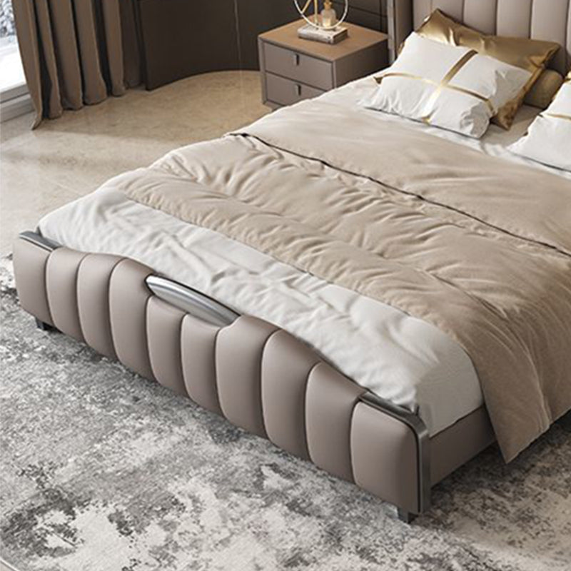 Glam Pine Wood with Headboard Camelback Panel Mattress Included Bed Frame