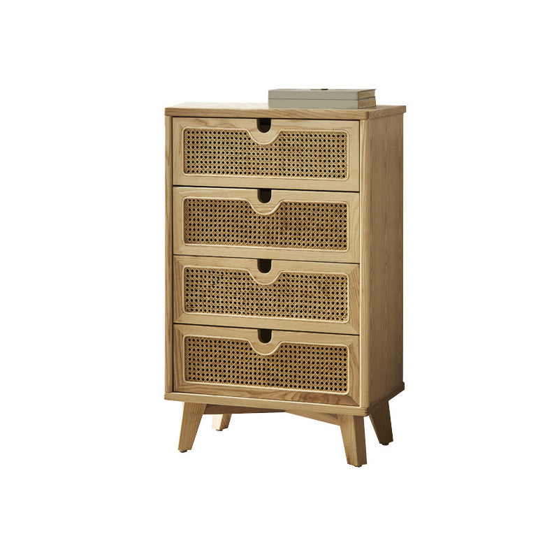 Modern Natural Accent Chest with Drawers and Solid Wood Straight Legs