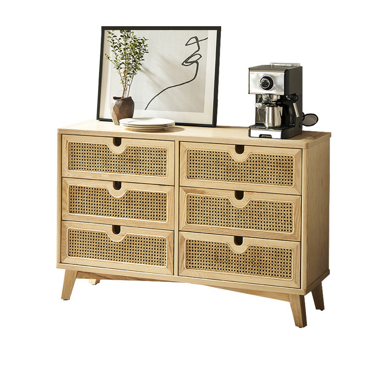 Modern Natural Accent Chest with Drawers and Solid Wood Straight Legs
