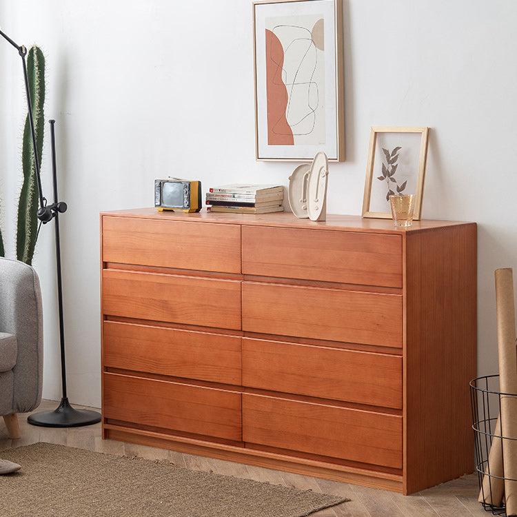 Contemporary Pine Wood Accent Chest with 8 Drawers Standard Chest
