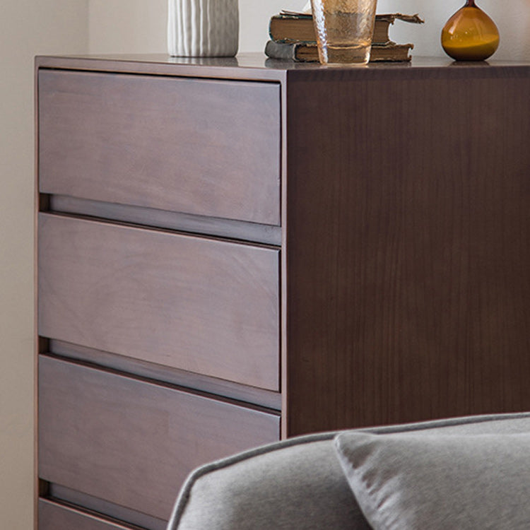 Mid-Century Modern Chest with 5 Drawers in Pine Wood Accent Chest