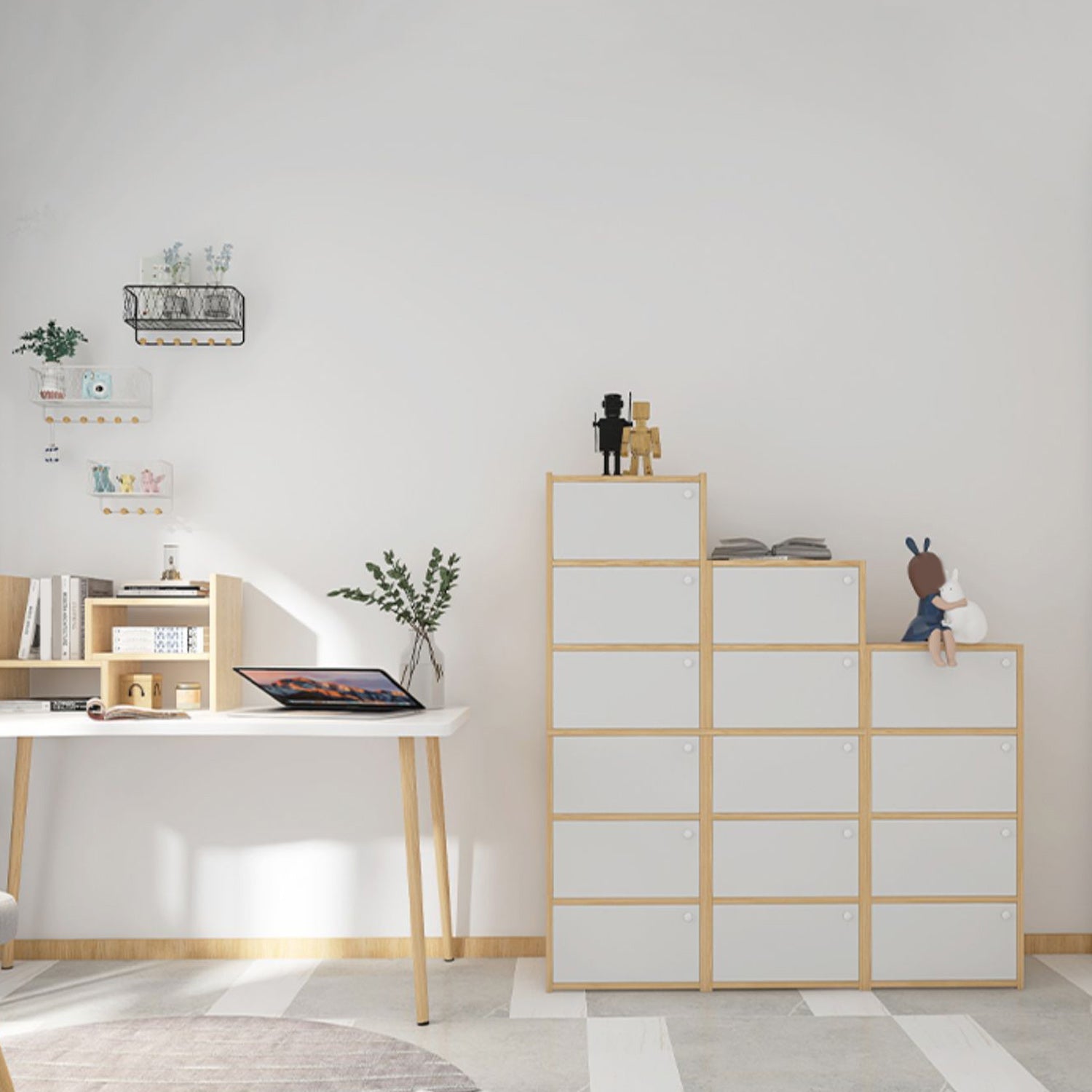 Contemporary Accent Cabinet with Doors Scratch Resistant Storage Cabinet