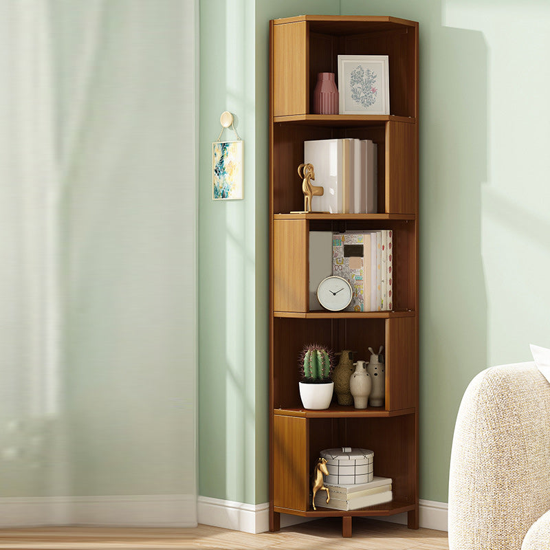 Mid-Century Modern Corner Cabinet with Shelves and Straight Legs in Brown