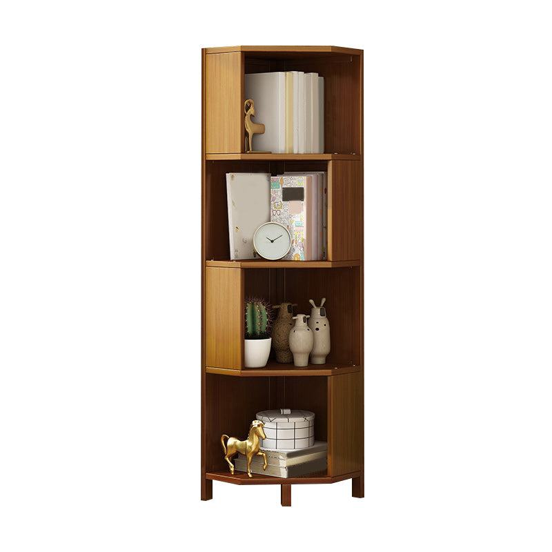 Mid-Century Modern Corner Cabinet with Shelves and Straight Legs in Brown
