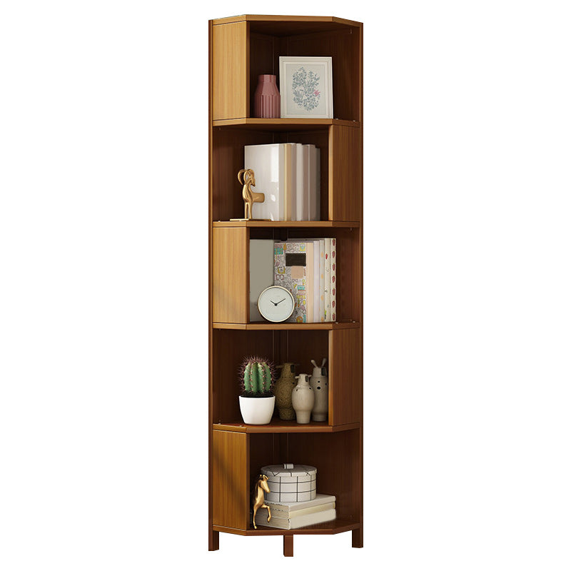 Mid-Century Modern Corner Cabinet with Shelves and Straight Legs in Brown