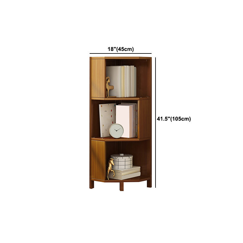 Mid-Century Modern Corner Cabinet with Shelves and Straight Legs in Brown