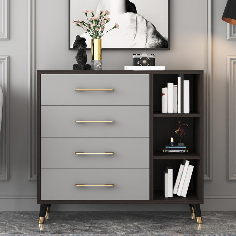 Grey Accent Chest with Solid Wood Straight Legs and Drawers Chest