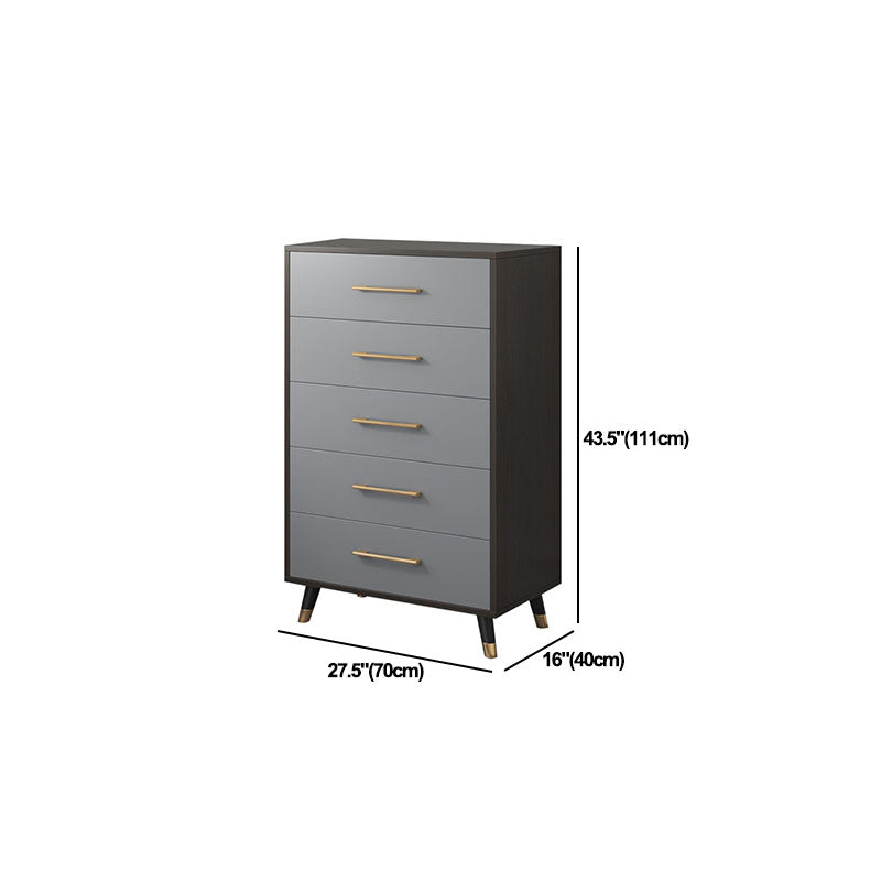 Grey Accent Chest with Solid Wood Straight Legs and Drawers Chest