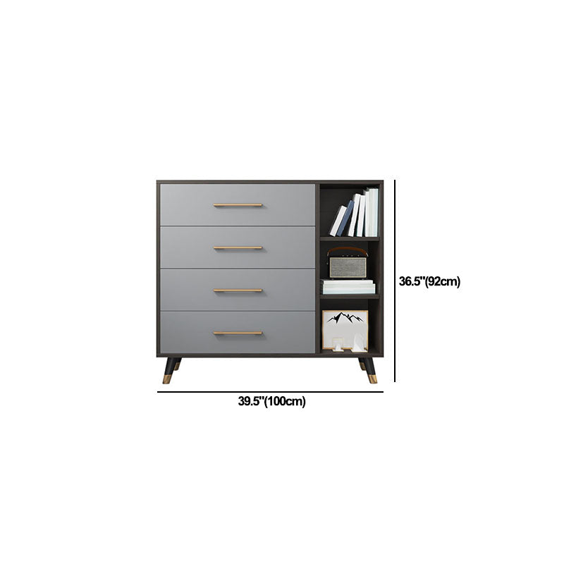 Grey Accent Chest with Solid Wood Straight Legs and Drawers Chest