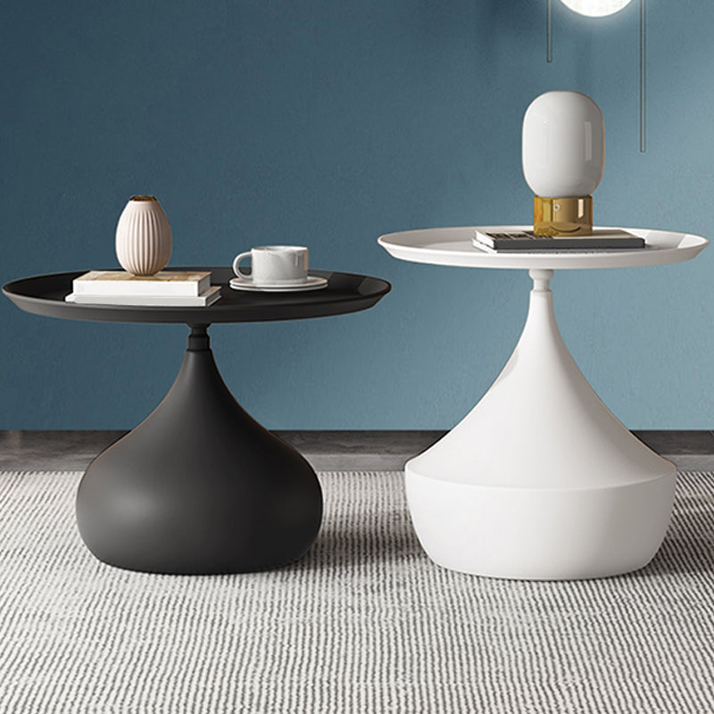 Mid-Century Round Iron Coffee Table Set Pedestal Tray Top Cocktail Table