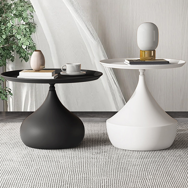 Mid-Century Round Iron Coffee Table Set Pedestal Tray Top Cocktail Table