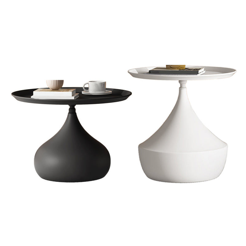 Mid-Century Round Iron Coffee Table Set Pedestal Tray Top Cocktail Table