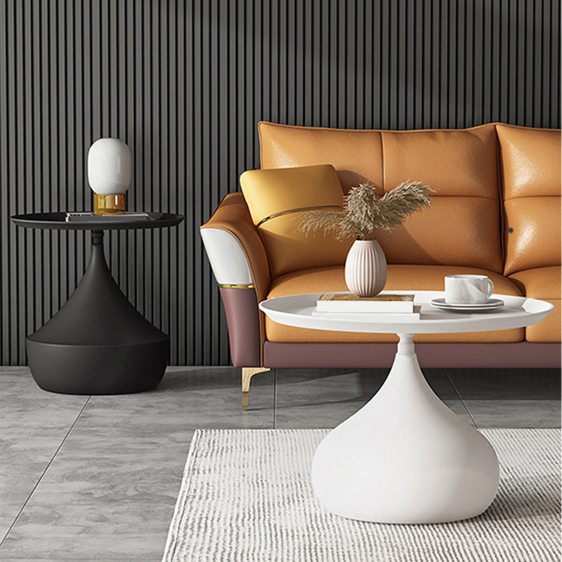 Mid-Century Round Iron Coffee Table Set Pedestal Tray Top Cocktail Table