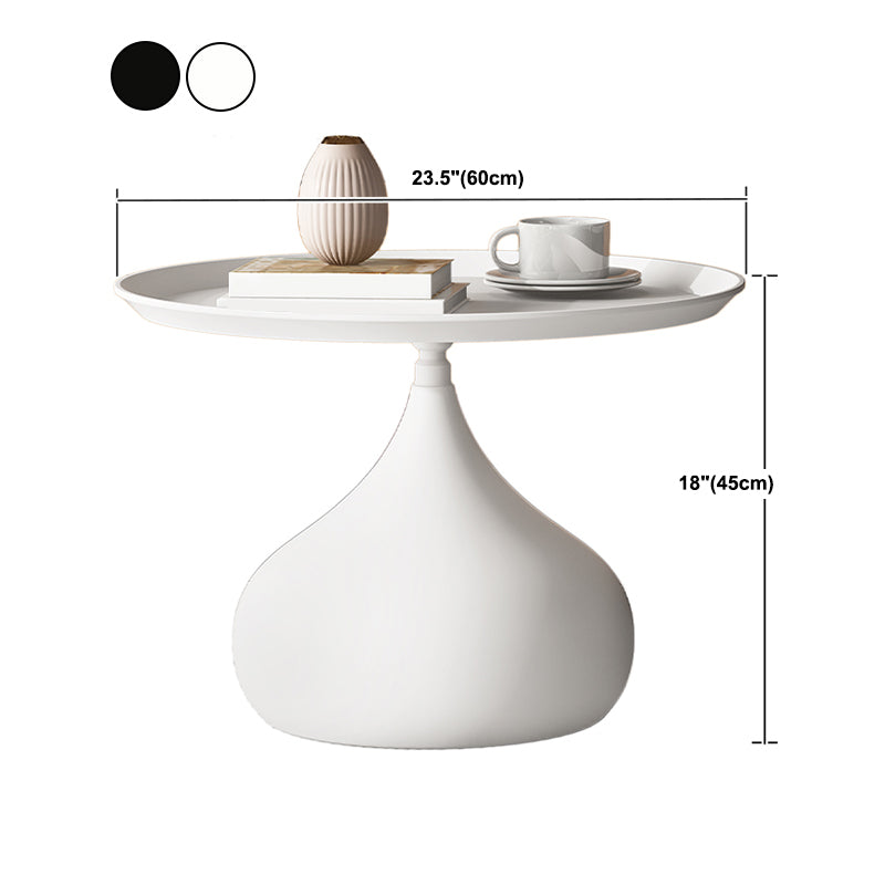 Mid-Century Round Iron Coffee Table Set Pedestal Tray Top Cocktail Table