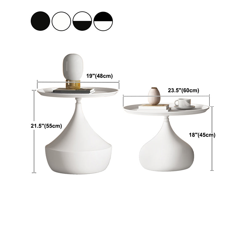 Mid-Century Round Iron Coffee Table Set Pedestal Tray Top Cocktail Table