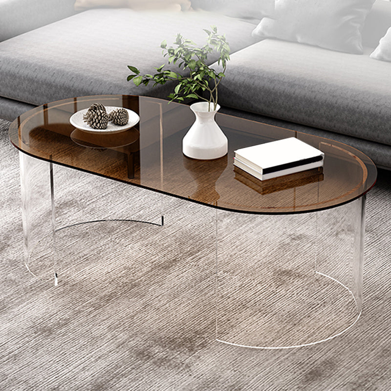 Modern Coffee Table 17.71" High Coffee Table with Acrylic 2 Legs