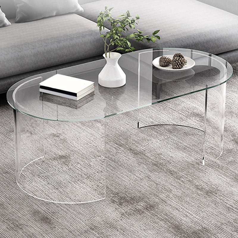 Modern Coffee Table 17.71" High Coffee Table with Acrylic 2 Legs