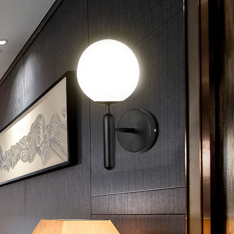 1 application murale en verre texturé clair clair Light Modern Black Globe Bandroom Éclairage d'éclairage