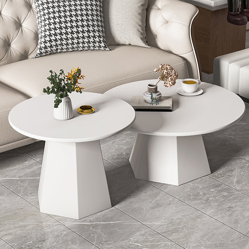 Mid-Century Modern Round Metal Coffee Table Set Pedestal Simple Cocktail Table