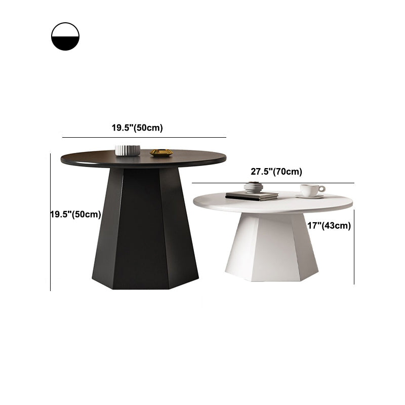 Mid-Century Modern Round Metal Coffee Table Set Pedestal Simple Cocktail Table