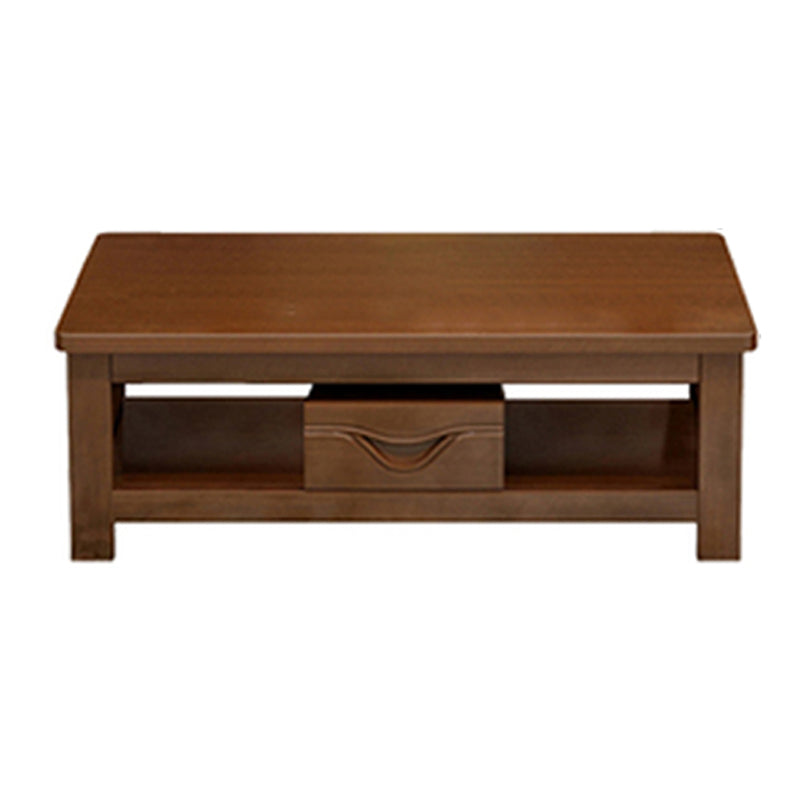 Scandinavian Solid Wood 4 Legs Coffee Cocktail Table with Shelf/Drawers