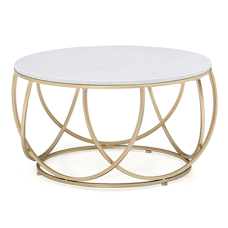 Contemporary Coffee Table Round Metal Frame Base Cocktail Table