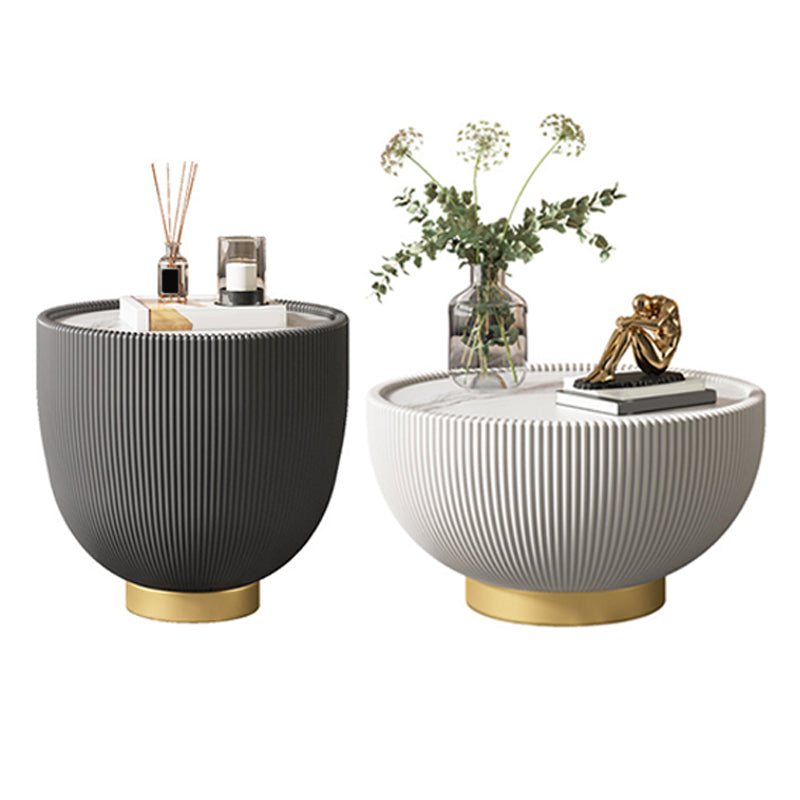 Stone Round Coffee Table Glam Pedestal Coffee Cocktail Table Set