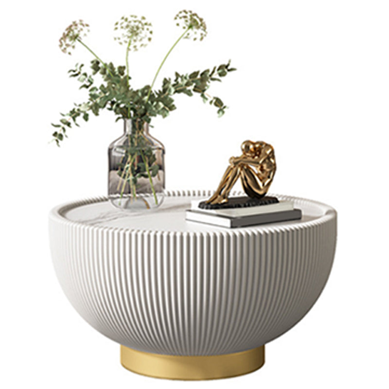 Stone Round Coffee Table Glam Pedestal Coffee Cocktail Table Set
