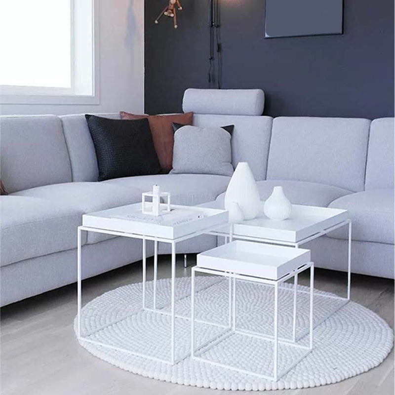 Square Iron Coffee Table Modernism Simple Frame Cocktail Table