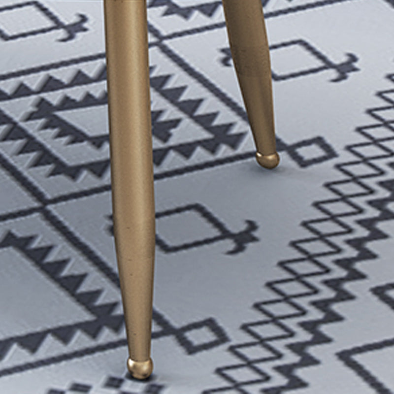 Oval Stone Top Coffee Table with 4 Metal Legs Single Coffee Table