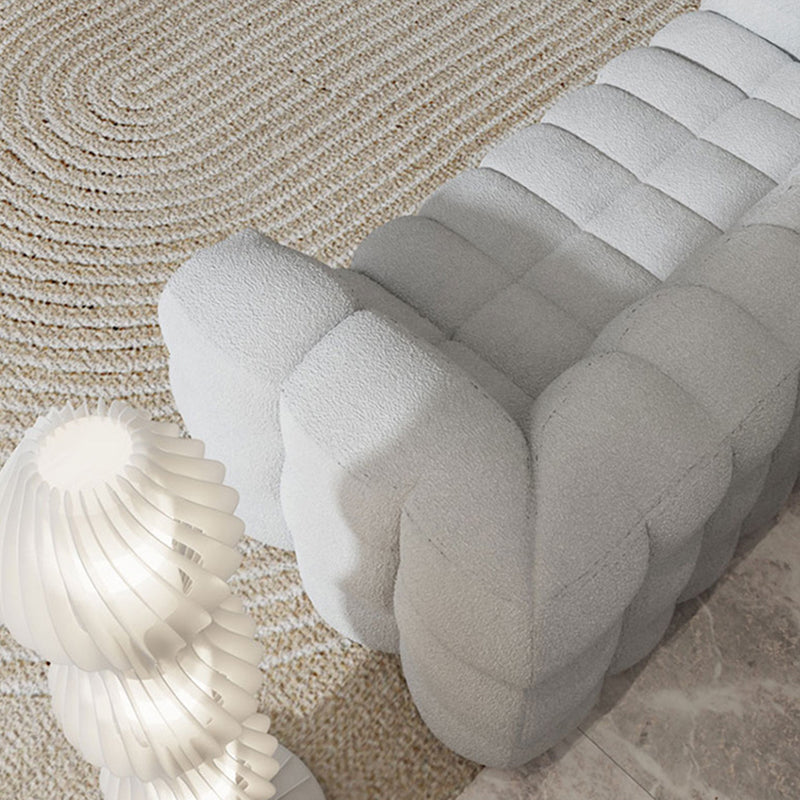 White Biscuit Back Sofa Stain Resistant Modern Tuxedo Arm Sofa