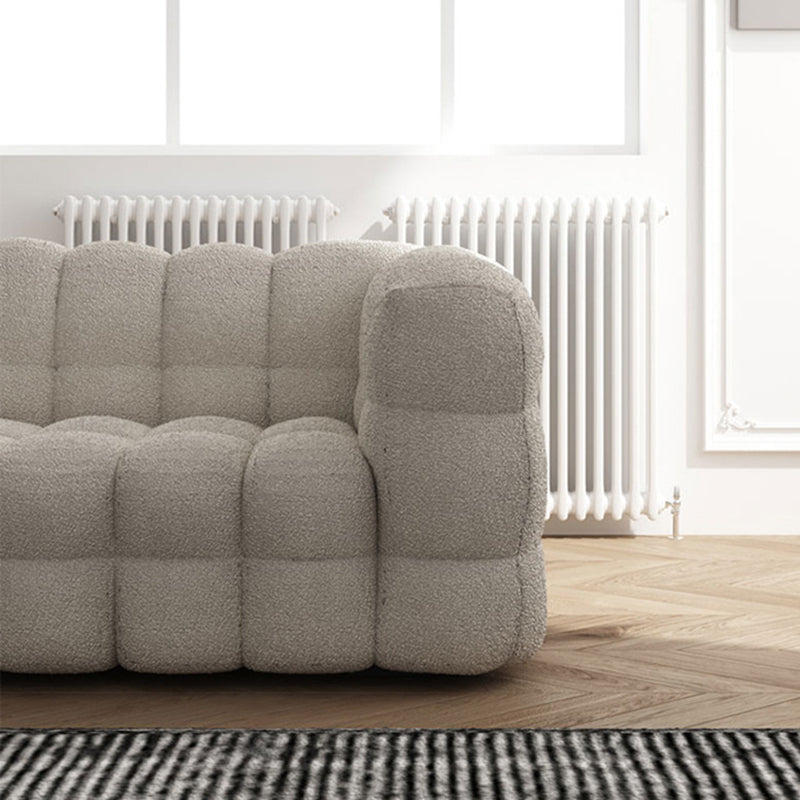 White Biscuit Back Sofa Stain Resistant Modern Tuxedo Arm Sofa