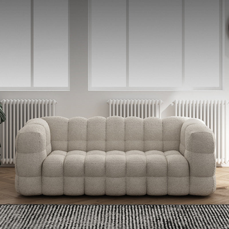 White Biscuit Back Sofa Stain Resistant Modern Tuxedo Arm Sofa